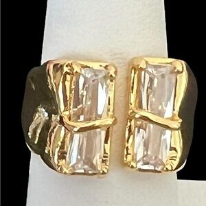 Gold plated ring clear CZ stones